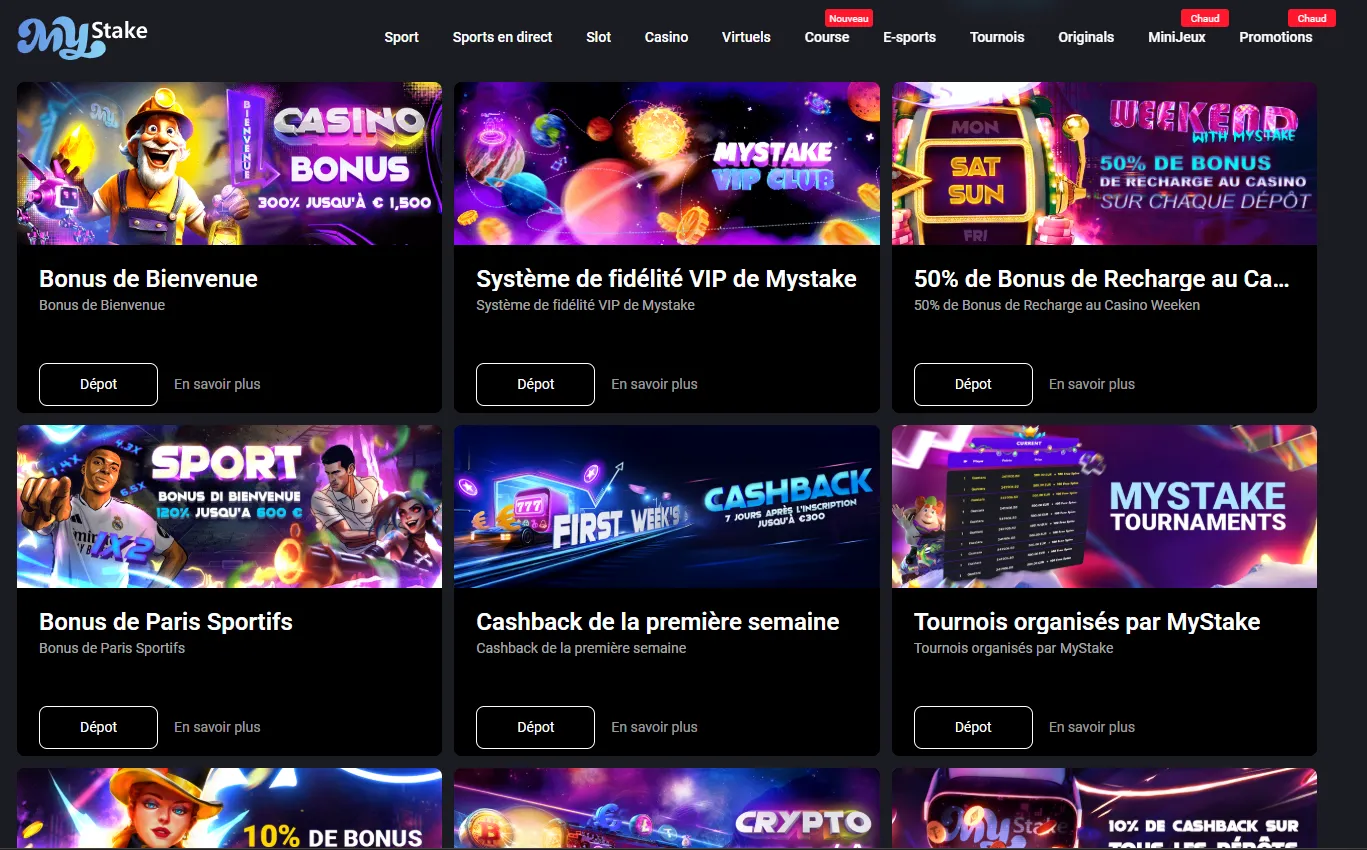 Page des promotions MyStake